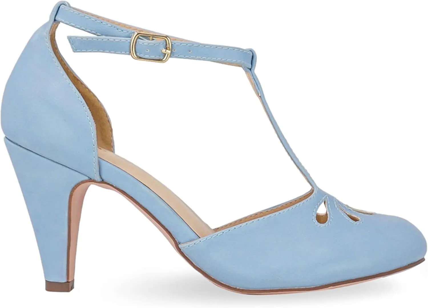 Chase & Chloe Women Mary Jane Oxford Pumps - Cute Low Kitten Heels - Retro Round Toe Shoe with Ankle Strap