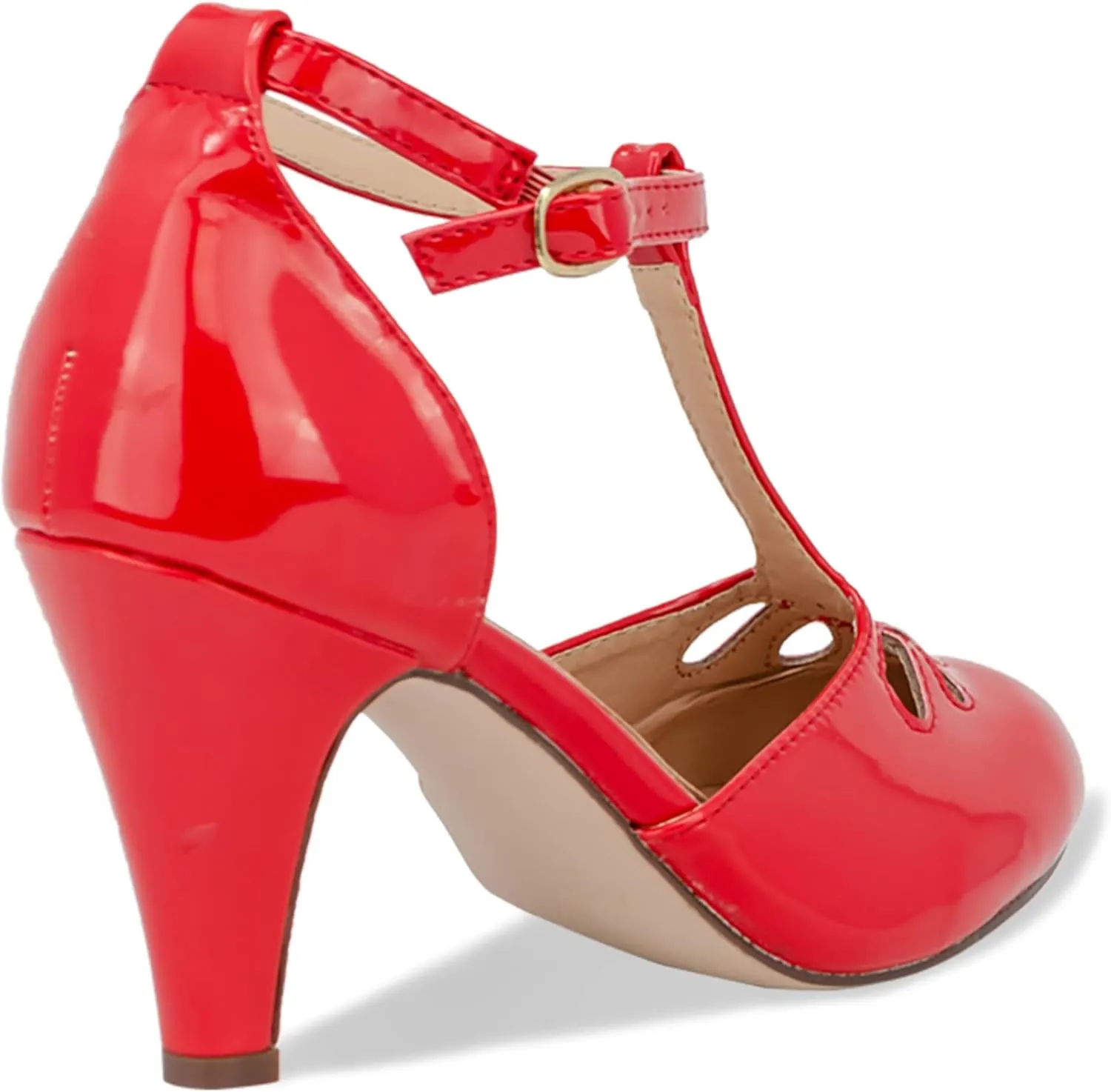 Chase & Chloe Women Mary Jane Oxford Pumps - Cute Low Kitten Heels - Retro Round Toe Shoe with Ankle Strap