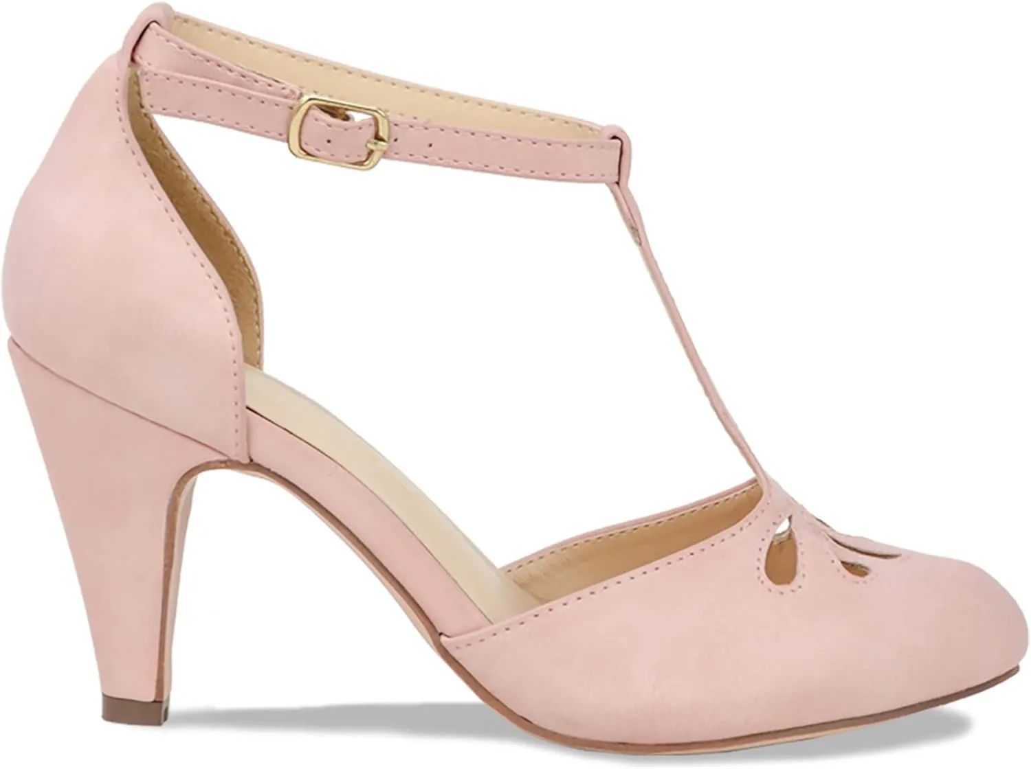 Chase & Chloe Women Mary Jane Oxford Pumps - Cute Low Kitten Heels - Retro Round Toe Shoe with Ankle Strap