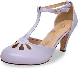 Chase & Chloe Women Mary Jane Oxford Pumps - Cute Low Kitten Heels - Retro Round Toe Shoe with Ankle Strap