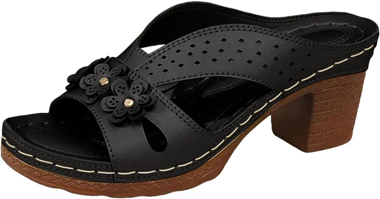 Chunky Heel Sandals for Women 2025,Womens Summer Sandal Orthopedic Dressy Block Heels Arch Support Comfortable Slip-On Open Toe Heeled Flip Flops Party Wedding Shoes Casual Wedge Thong Sandals