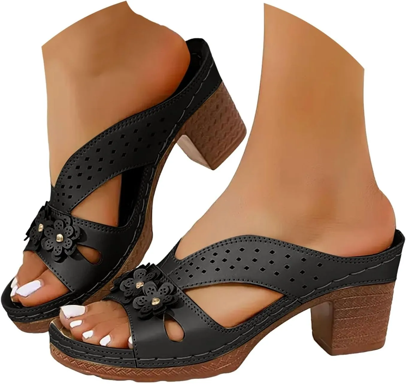 Chunky Heel Sandals for Women 2025,Womens Summer Sandal Orthopedic Dressy Block Heels Arch Support Comfortable Slip-On Open Toe Heeled Flip Flops Party Wedding Shoes Casual Wedge Thong Sandals