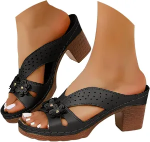 Chunky Heel Sandals for Women 2025,Womens Summer Sandal Orthopedic Dressy Block Heels Arch Support Comfortable Slip-On Open Toe Heeled Flip Flops Party Wedding Shoes Casual Wedge Thong Sandals