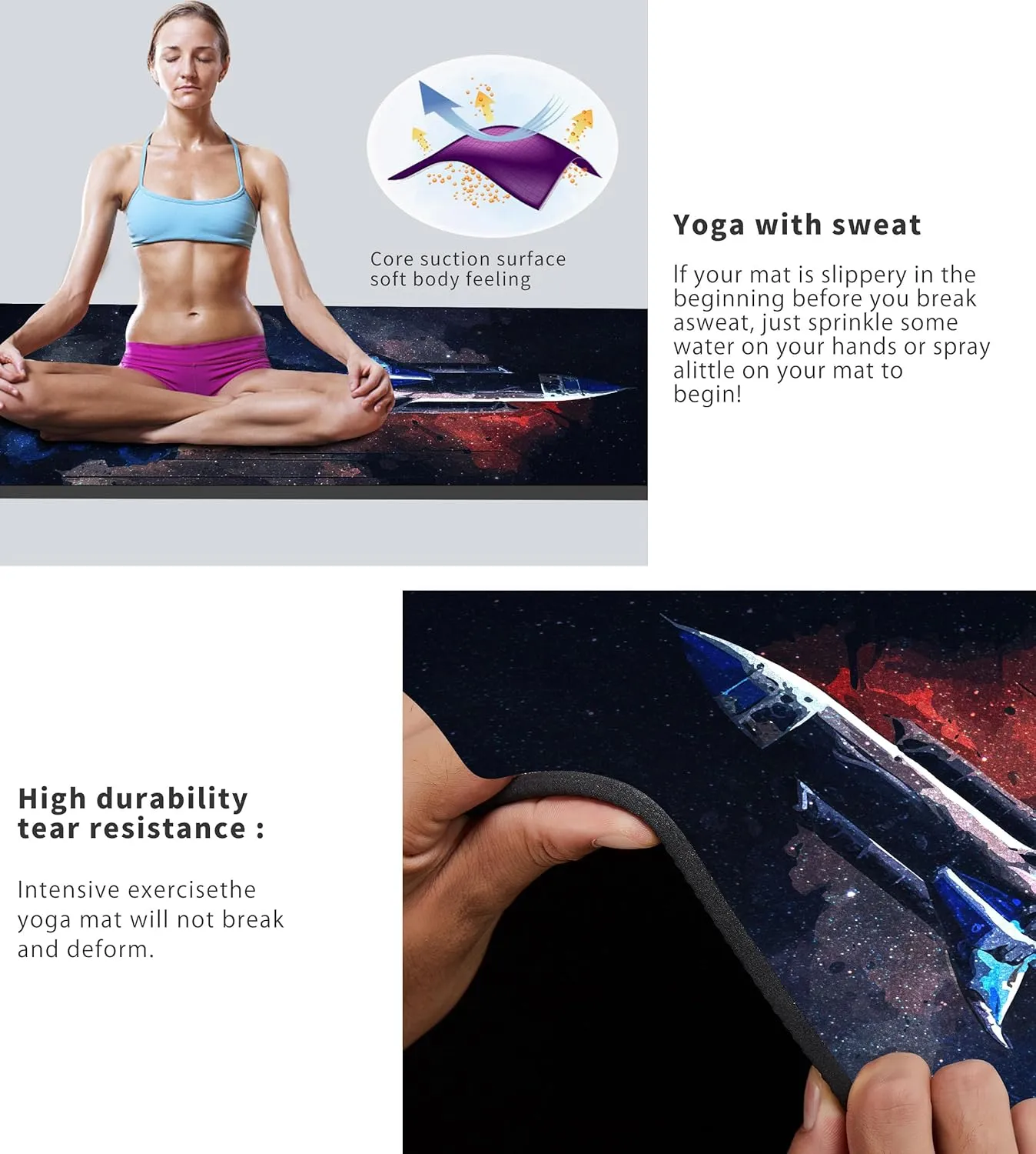 Cifupy Yoga Mat Double-Sided Non Slip Exercise Mat Eco Friendly TPE Fitness Exercise Mat With Carrying Strap & Storage Bag Workout Mat for Yoga, Pilates and Floor Exercises