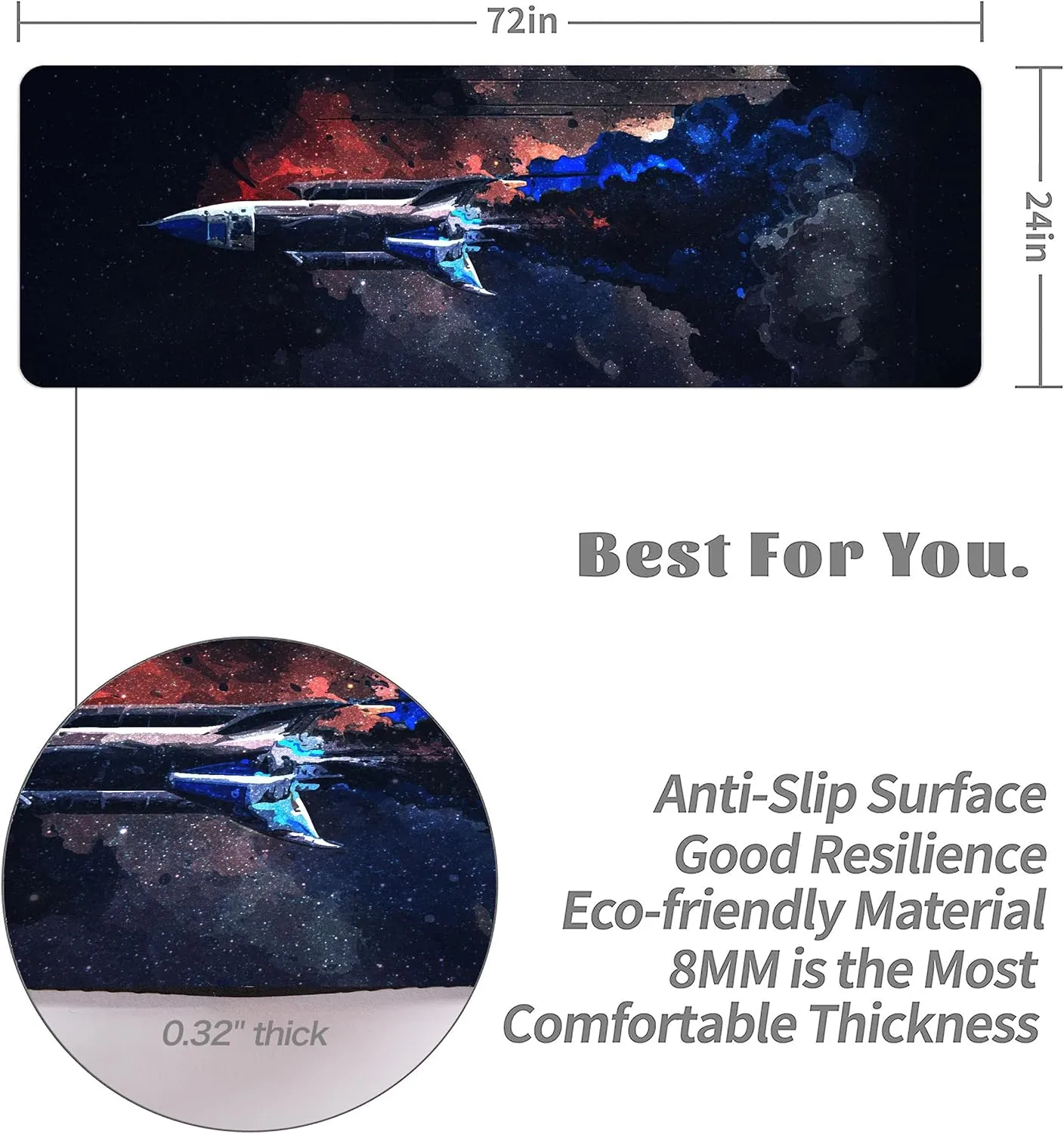 Cifupy Yoga Mat Double-Sided Non Slip Exercise Mat Eco Friendly TPE Fitness Exercise Mat With Carrying Strap & Storage Bag Workout Mat for Yoga, Pilates and Floor Exercises