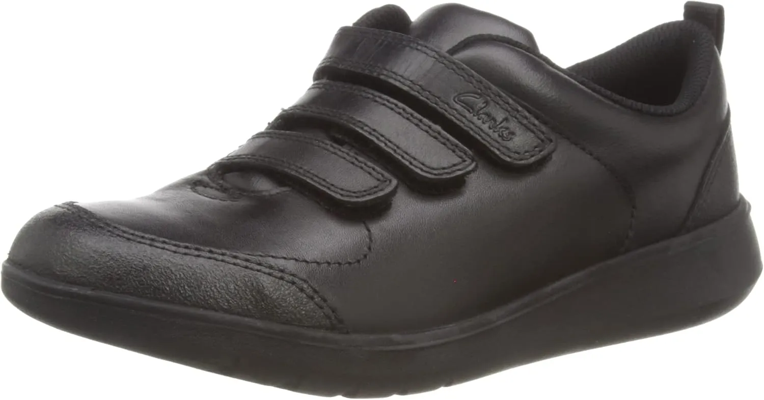 Clarks Boys’ Scape Sky K Low-Top Sneakers, Black (Black Leather Black Leather)