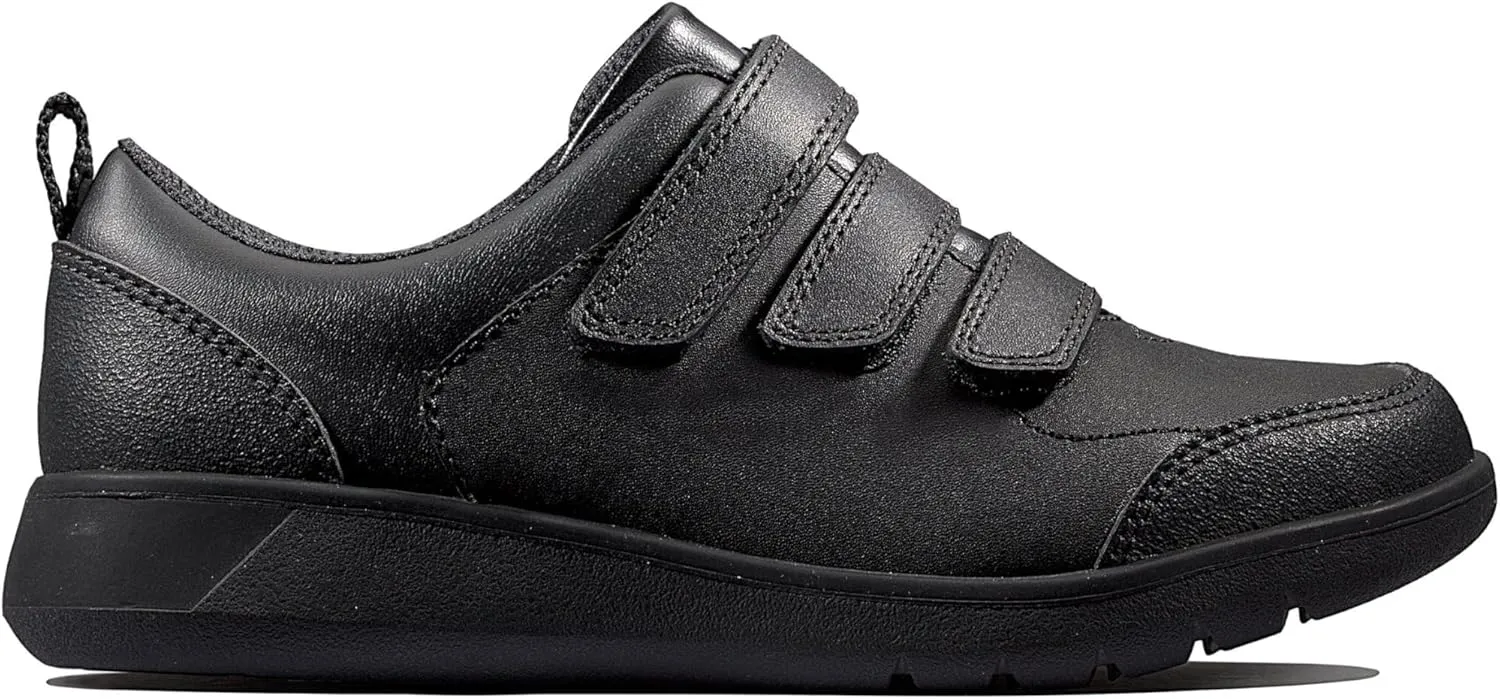 Clarks Boys’ Scape Sky K Low-Top Sneakers, Black (Black Leather Black Leather)