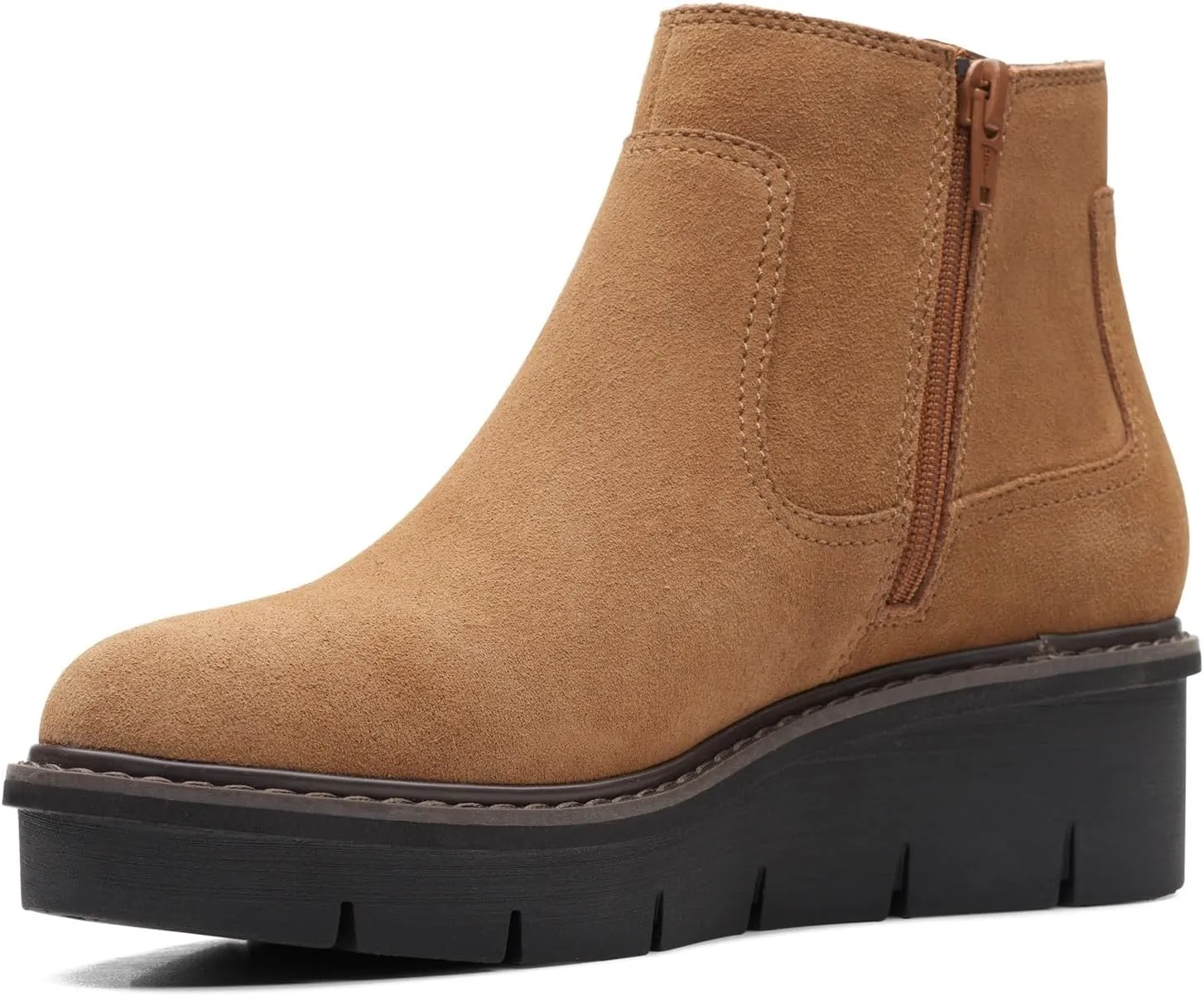Clarks Womens AIRABELL STYLE Faux Leather Wedge Ankle Boots