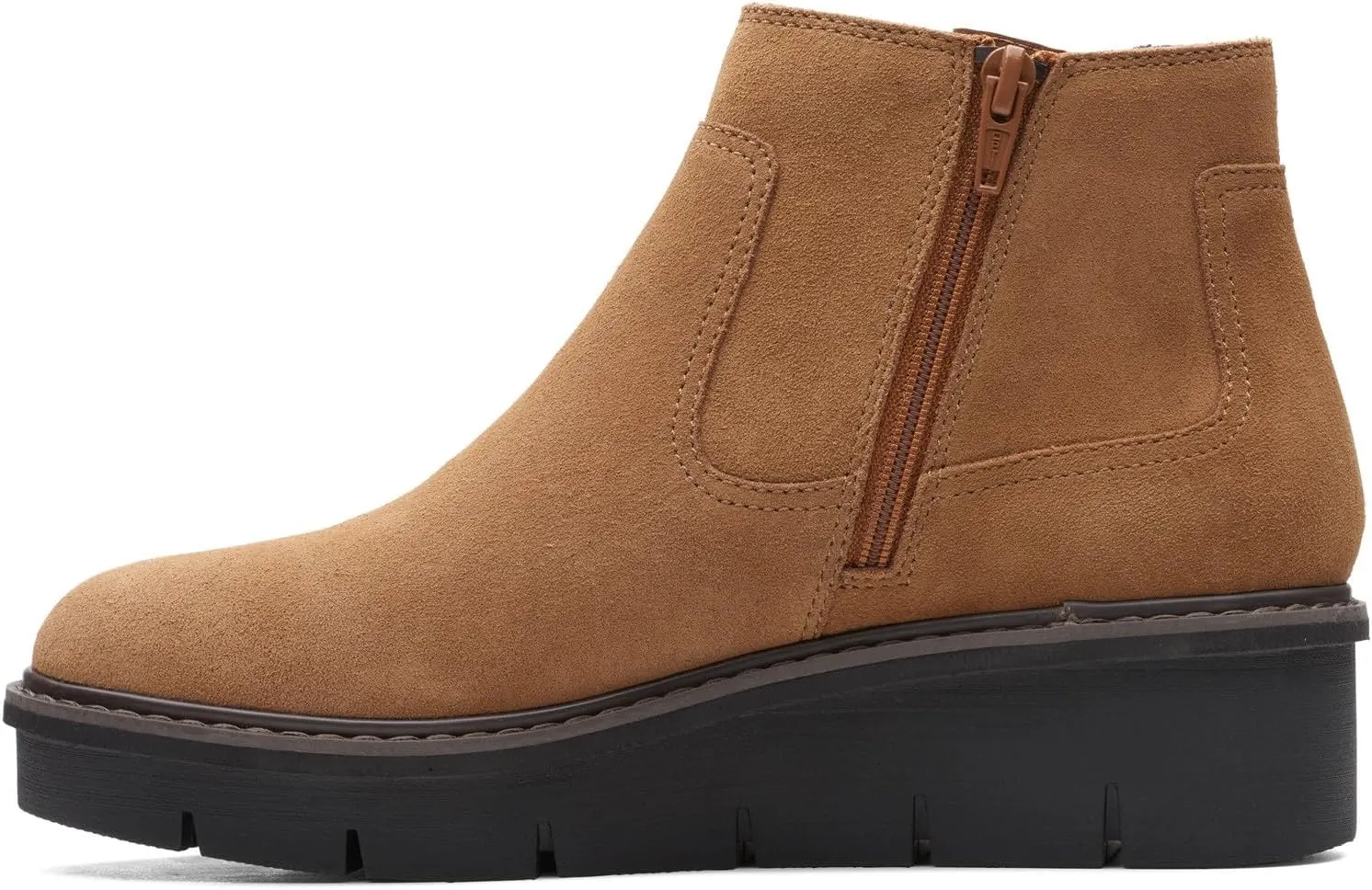 Clarks Womens AIRABELL STYLE Faux Leather Wedge Ankle Boots