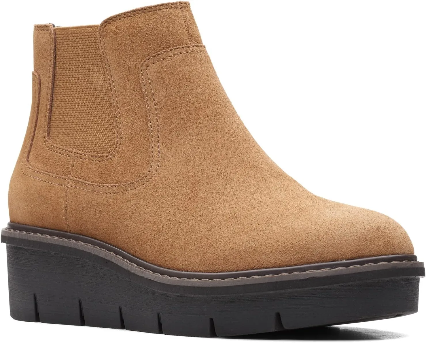 Clarks Womens AIRABELL STYLE Faux Leather Wedge Ankle Boots