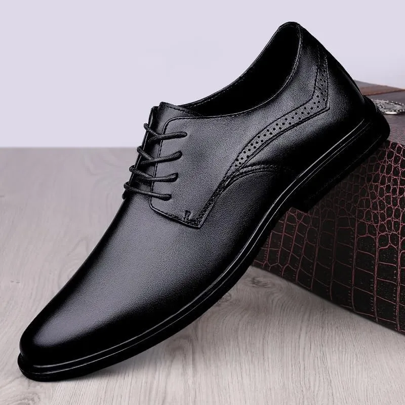Classic Men's Leather Dress Shoes Men Lace-up Formal Oxfords Shoes Breathable Wingtip Brogue Shoes