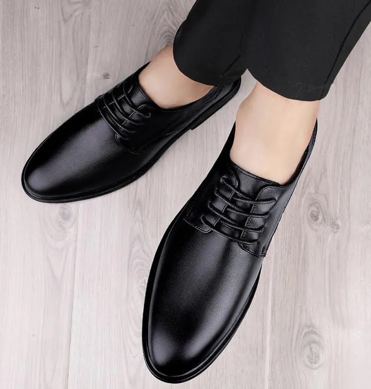 Classic Men's Leather Dress Shoes Men Lace-up Formal Oxfords Shoes Breathable Wingtip Brogue Shoes