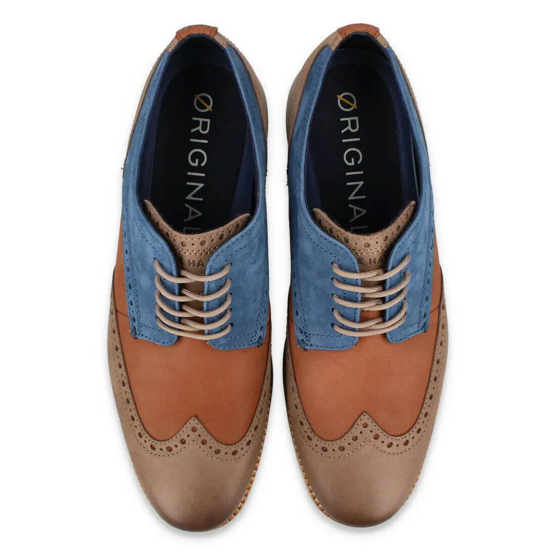 Cole Haan Men ØriginalGrand Wingtip Dark Sequoia-Irish Coffee-Ensign Blue C38428