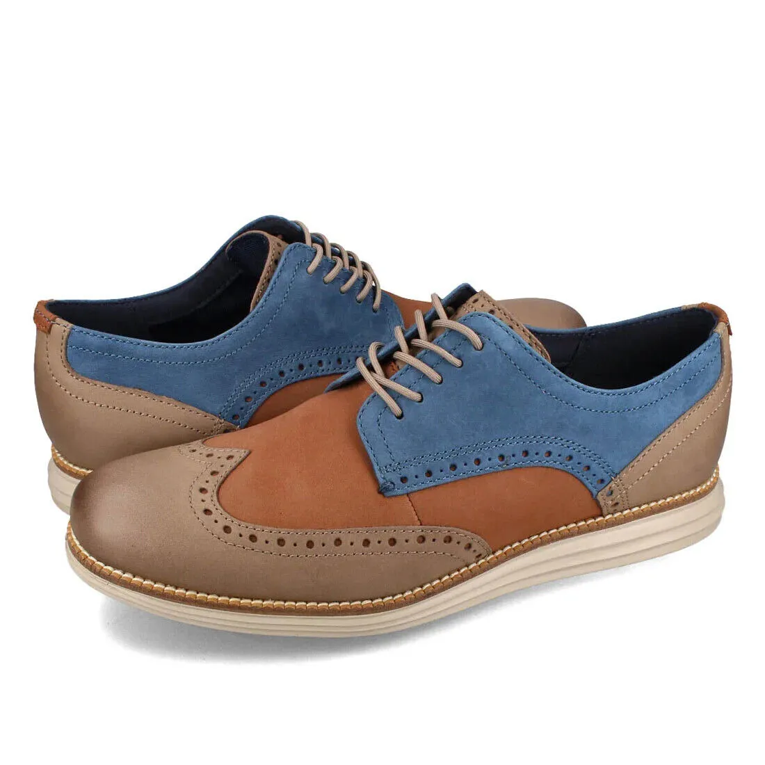 Cole Haan Men ØriginalGrand Wingtip Dark Sequoia-Irish Coffee-Ensign Blue C38428