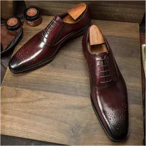 Comodish Dress Shoes for Men Lace Up Square Toe Brogue Embossed Cowhide Low Top Block Heel Non Slip Resistant Anti-Slip Prom Formal Oxford