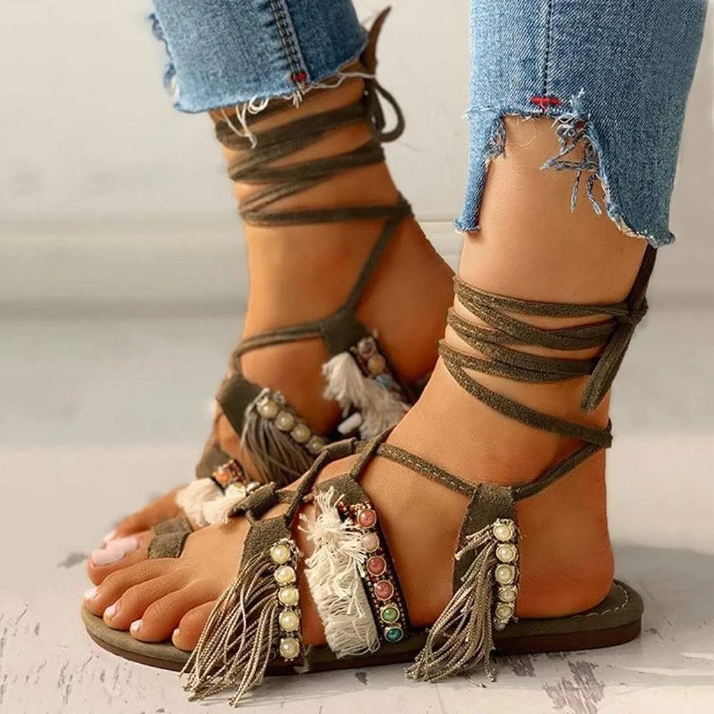 Concetta Lace Up Flat Sandals
