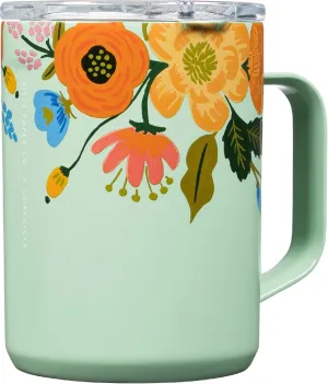 Corkcicle x Rifle Paper Co. Triple Insulated Coffee Mug with Lid and Handle, Mint Lively Floral, 16 oz –Stainless Steel Travel Mug Keeps Beverage Hot for 3  Hours –Non-Slip, Easy-Grip, Spill-Resistant