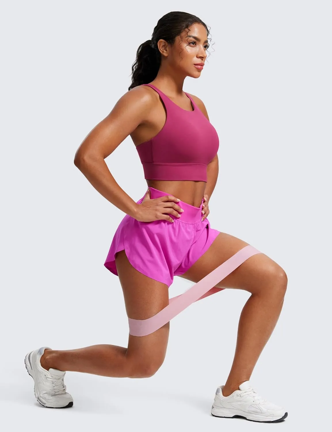 CRZ YOGA Womens Butterluxe Strappy High Neck Longline Sports Bra - Wireless Criss Cross Back Padded Workout Cropped Top