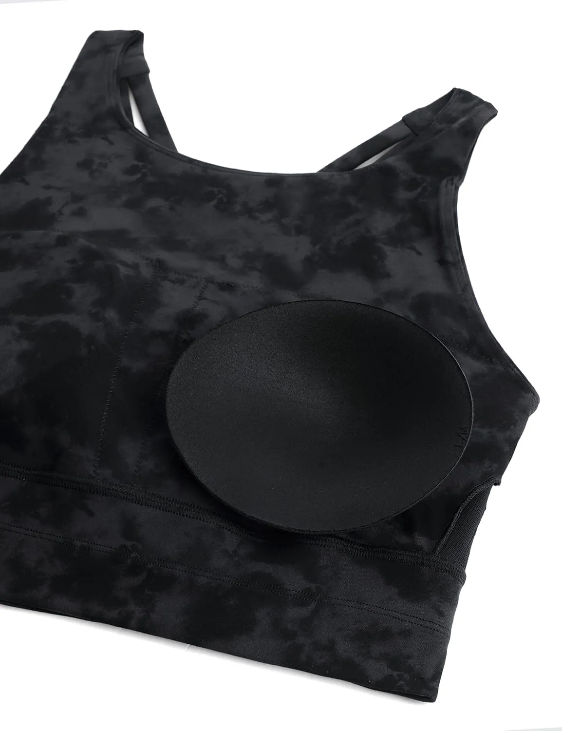 CRZ YOGA Womens Butterluxe Strappy High Neck Longline Sports Bra - Wireless Criss Cross Back Padded Workout Cropped Top
