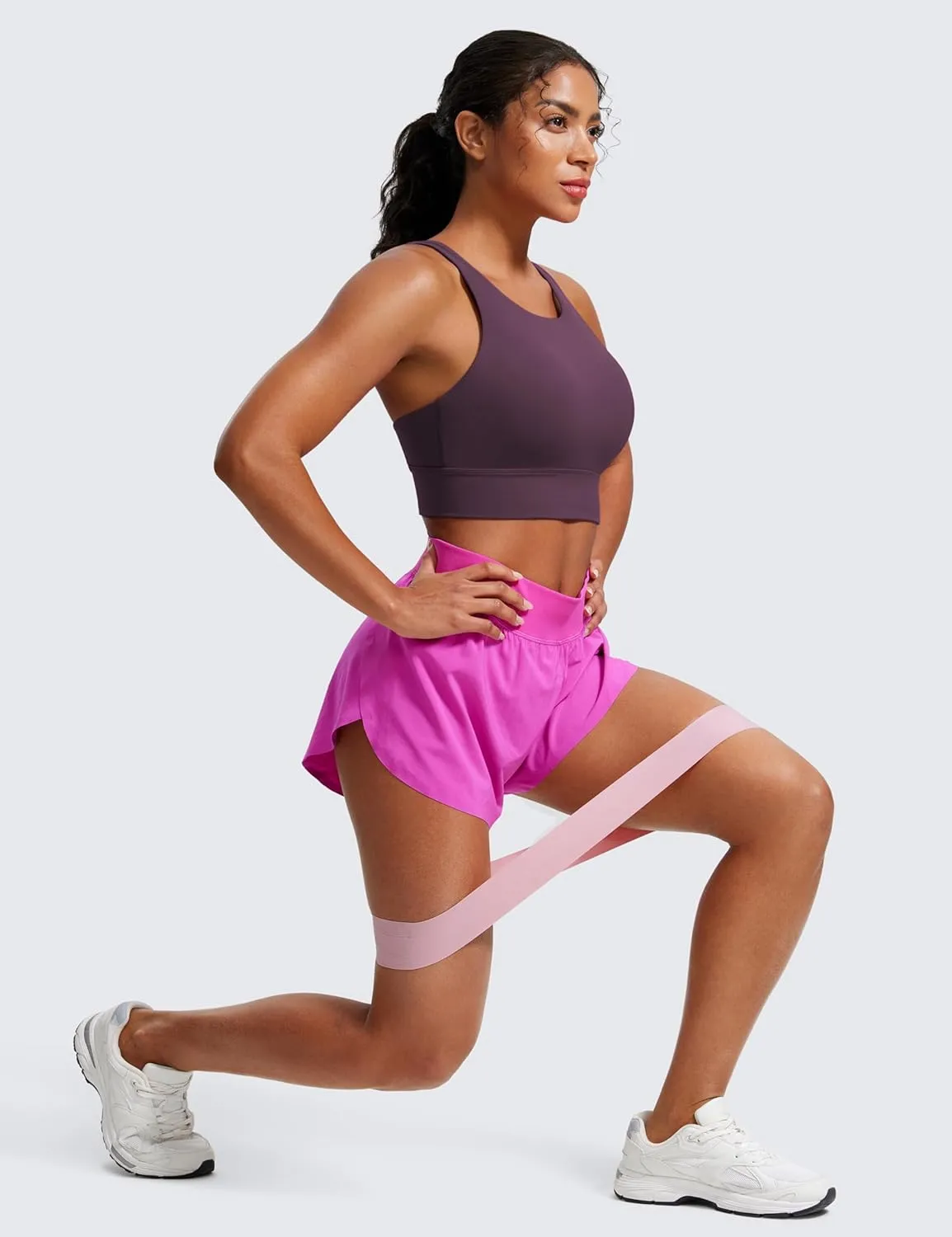 CRZ YOGA Womens Butterluxe Strappy High Neck Longline Sports Bra - Wireless Criss Cross Back Padded Workout Cropped Top