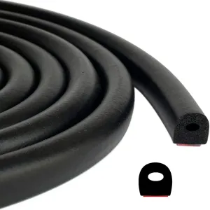 D Shape EPDM Foam Rubber Seal with Tape, Self-Adhesive Rubber Weather Stripping for Boat, Auto, RV, Marine, Garage Doors/Window and More, W:0.5"; H:0.5"; L:26Feet