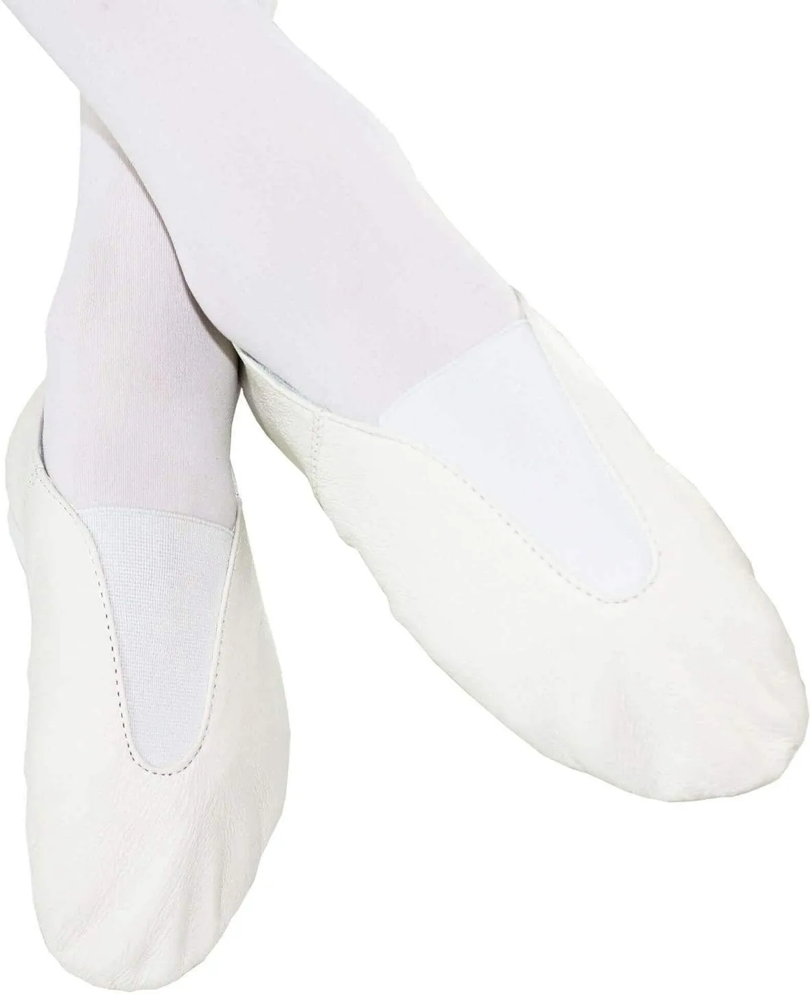 Danzcue Womens Leather Jazz Shoes Slip-on with Elastic Top Pieces