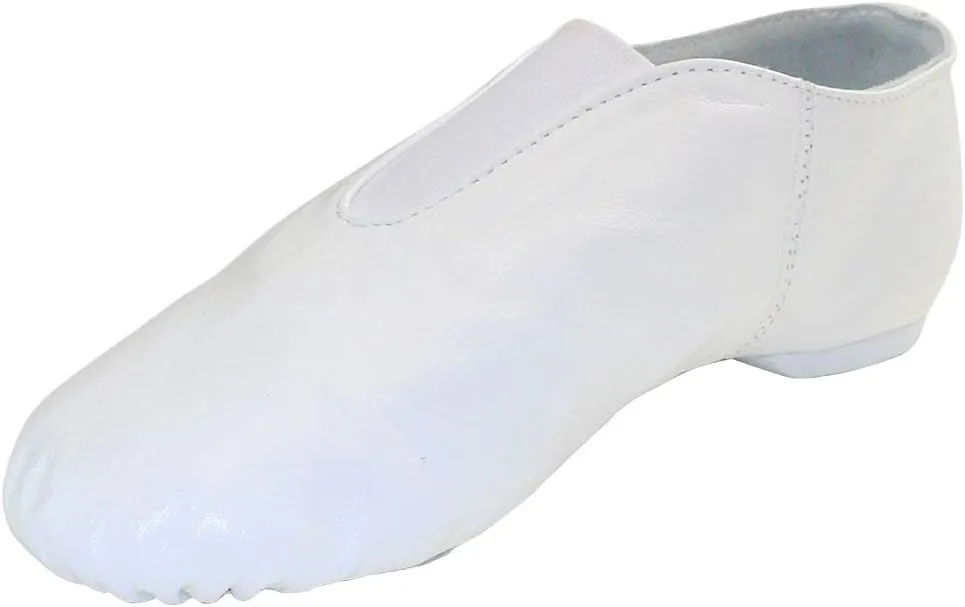 Danzcue Womens Leather Jazz Shoes Slip-on with Elastic Top Pieces