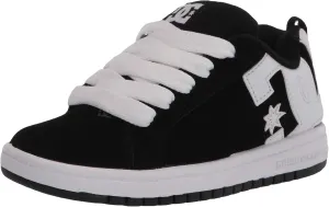 DC Boy's Court Graffik Skate Shoe, Black/White, 12 M US