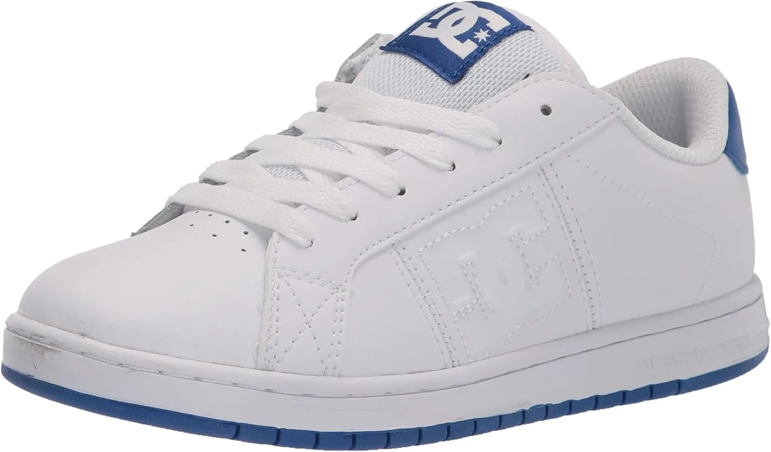 DC Boy's Striker Youth Skate Shoe, White/Royal, 10.5 Big Kid