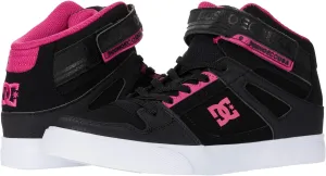 DC girls Pure High-top Ev Youth Skate Shoe, Black/Pink/Black, 3 Big Kid US