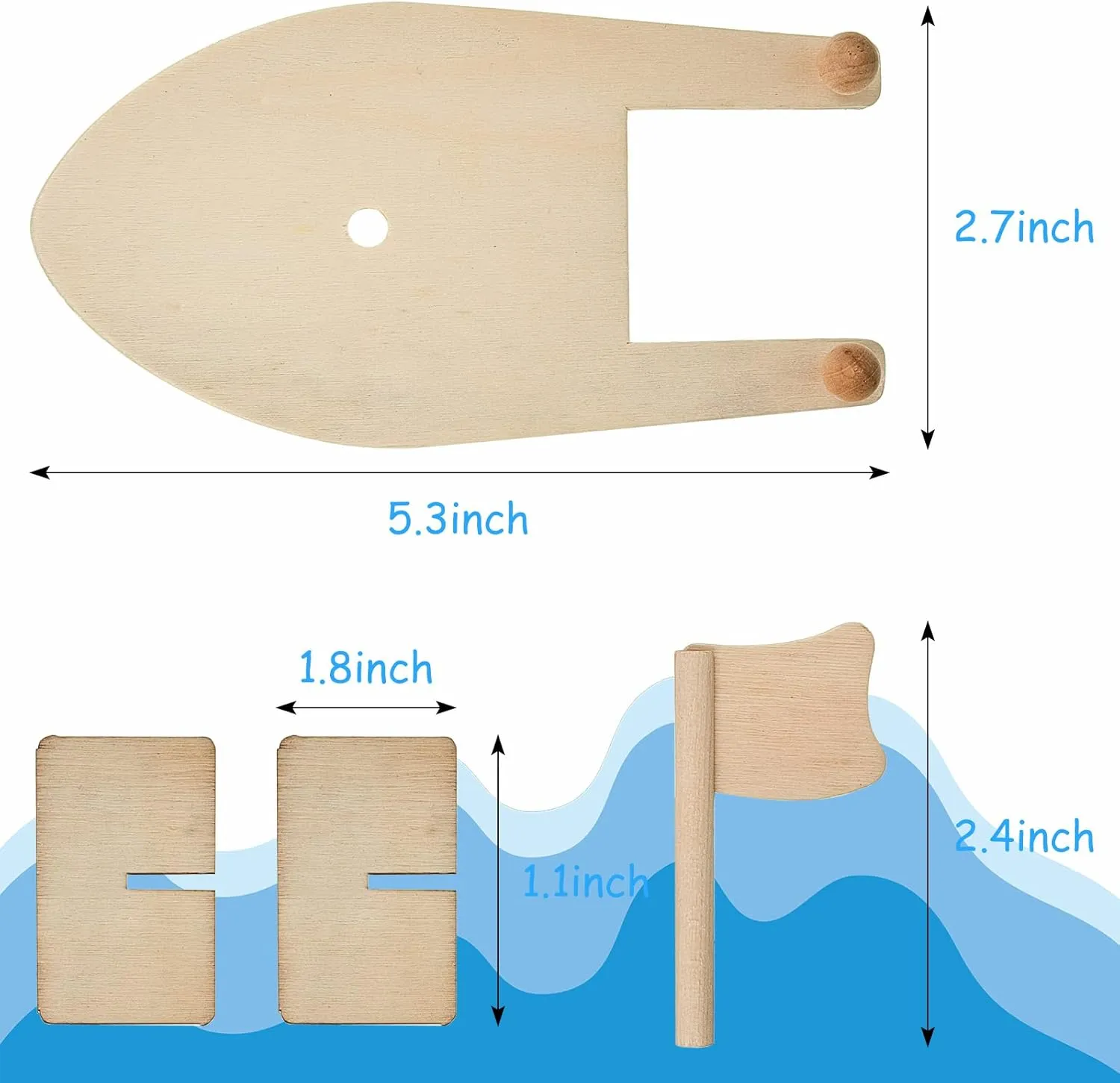 Deekin 24 Pcs DIY Toy Wooden Boats Kit for Crafts Bulk Mini Sailboat Model Rubber Band Paddle Boat Craft Paint Toys for Kids Birthday Carnival Party Handmade DIY Craft Gift School Projects