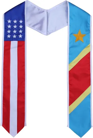 Del Mex Graduation Combo USA Country Flag Stole Sash Scarf Graduate Pride