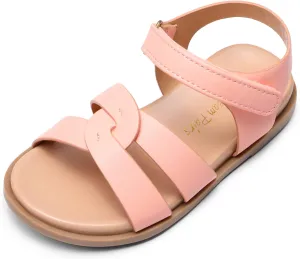 DREAM PAIRS Girls Sandals Open Toe Princess Flat Sandals Strappy Summer Shoes Toddler/Little Kid