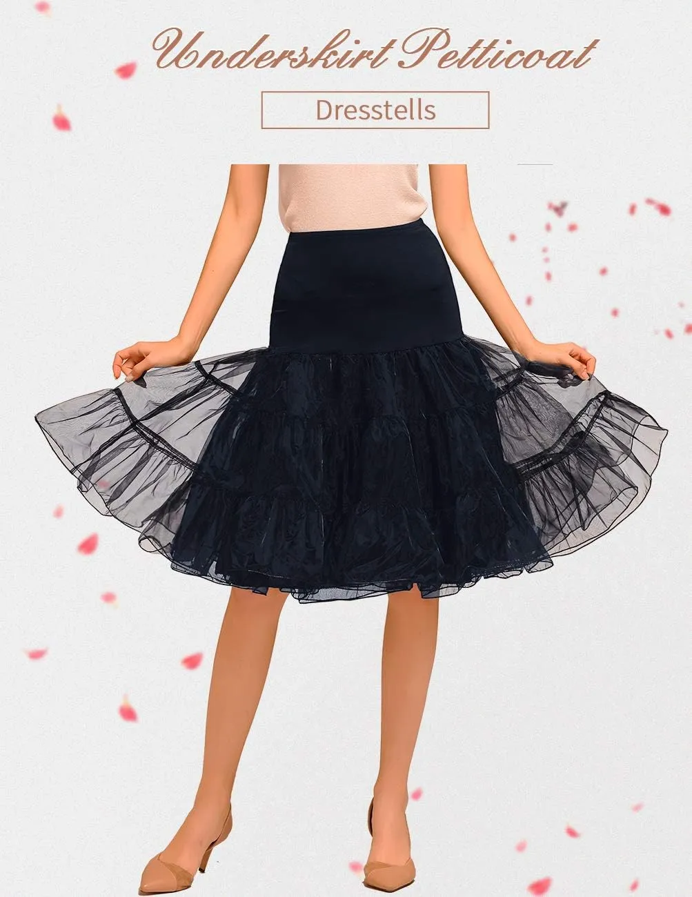 DRESSTELLS 50s Petticoat Skirts Women Vintage Tutu Underkirt Retro Crinoline