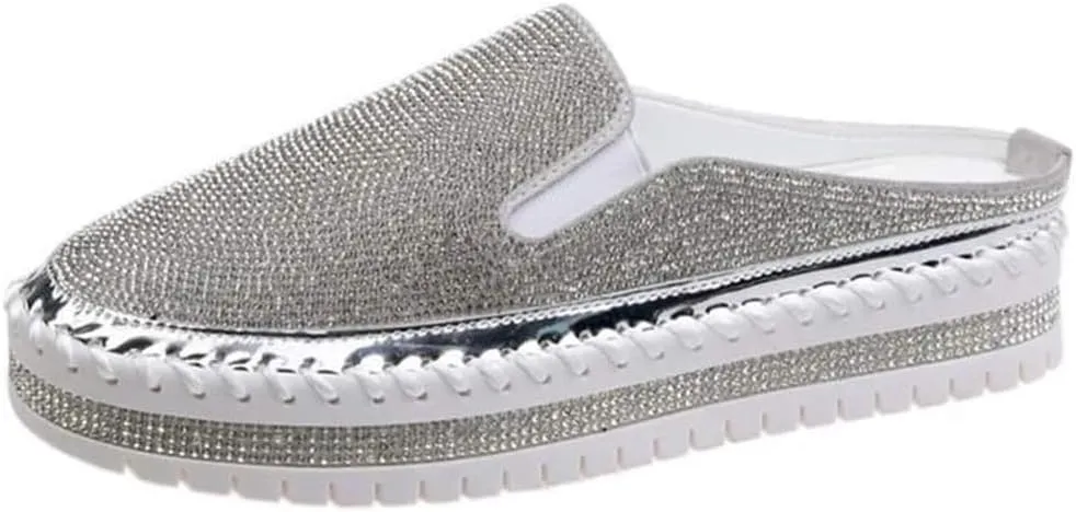 EaGo Women Casual Fashion Rhinestone Slip-on Loafers