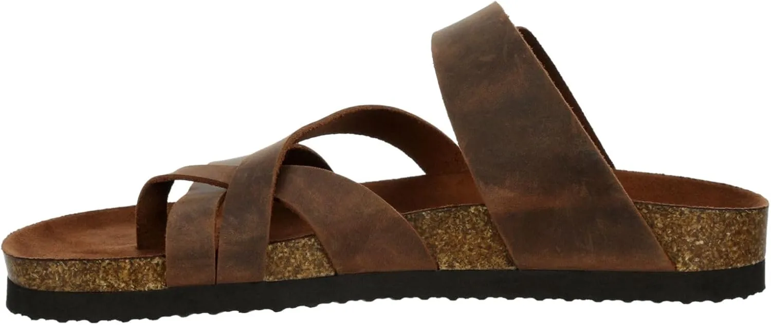 Eden - Women's Casual Flat Strappy Slip-On Cork Footbed Sandals