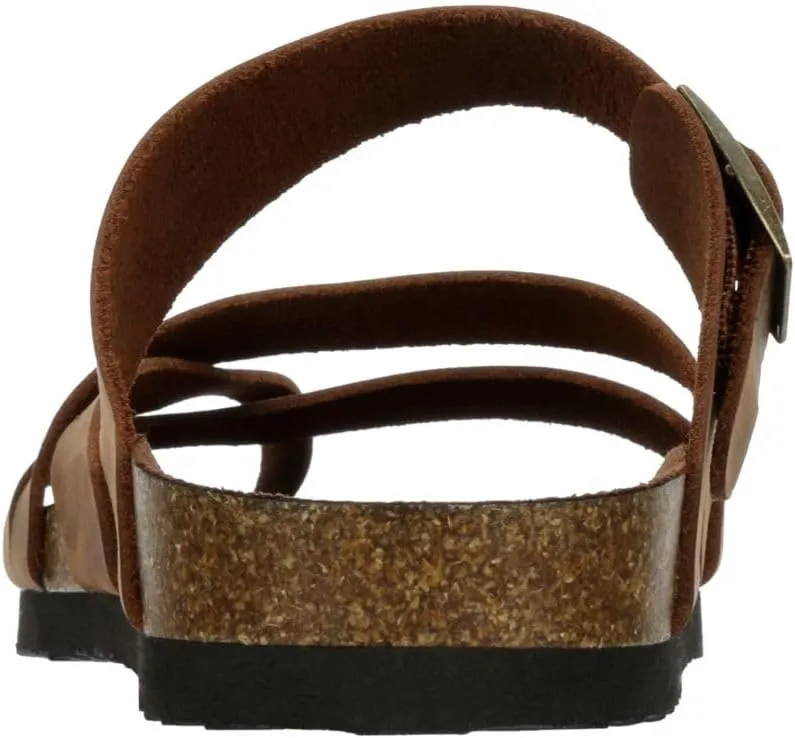 Eden - Women's Casual Flat Strappy Slip-On Cork Footbed Sandals