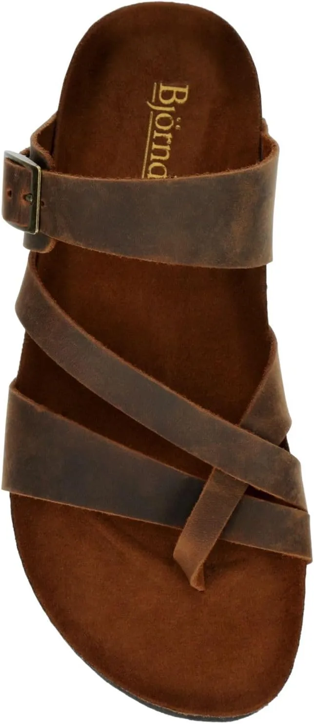 Eden - Women's Casual Flat Strappy Slip-On Cork Footbed Sandals