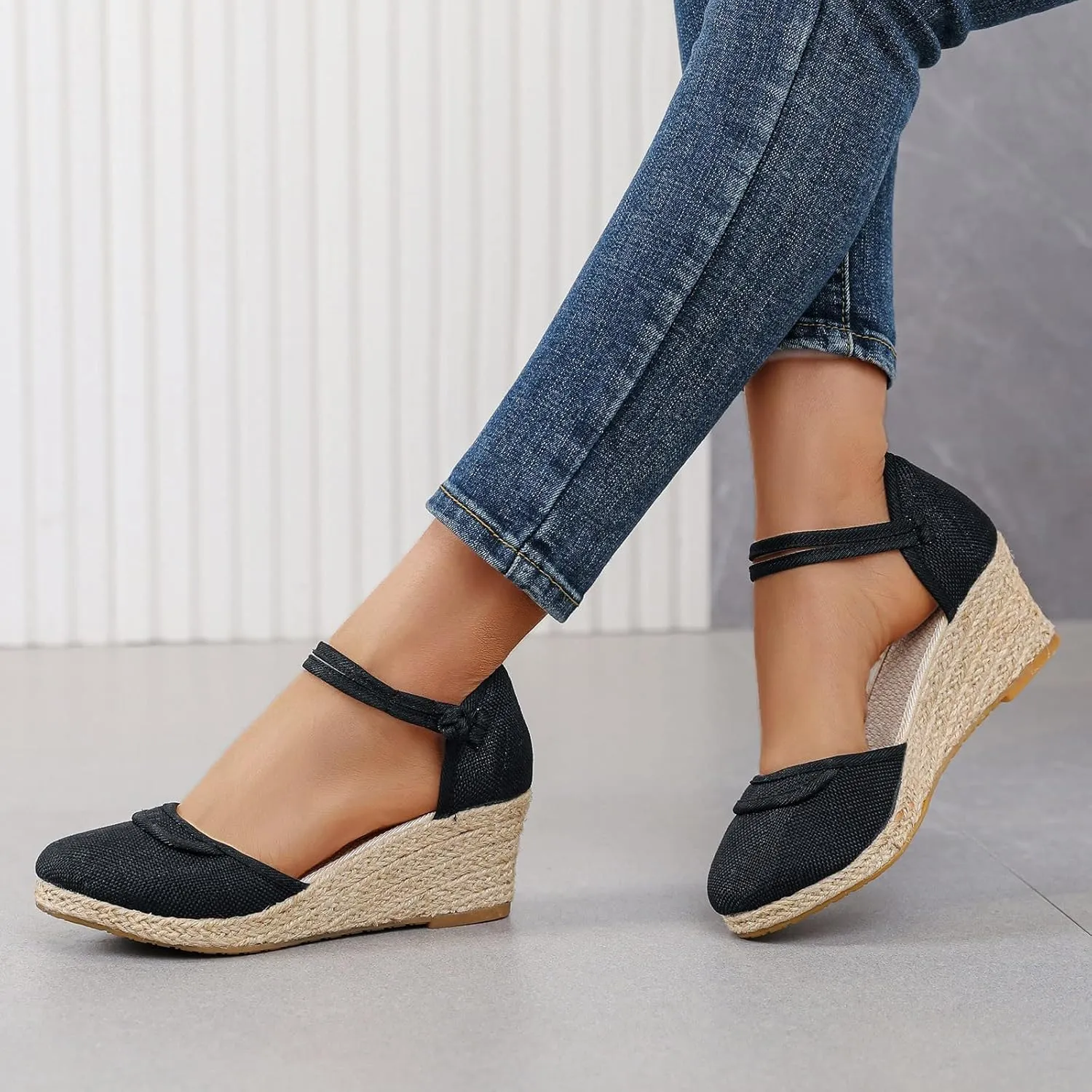 Eduavar Sandals for Women Dressy, Orthopedic Sandals for Women Comfy Espadrille Wedge Platform Sandal Close Toe Shoes