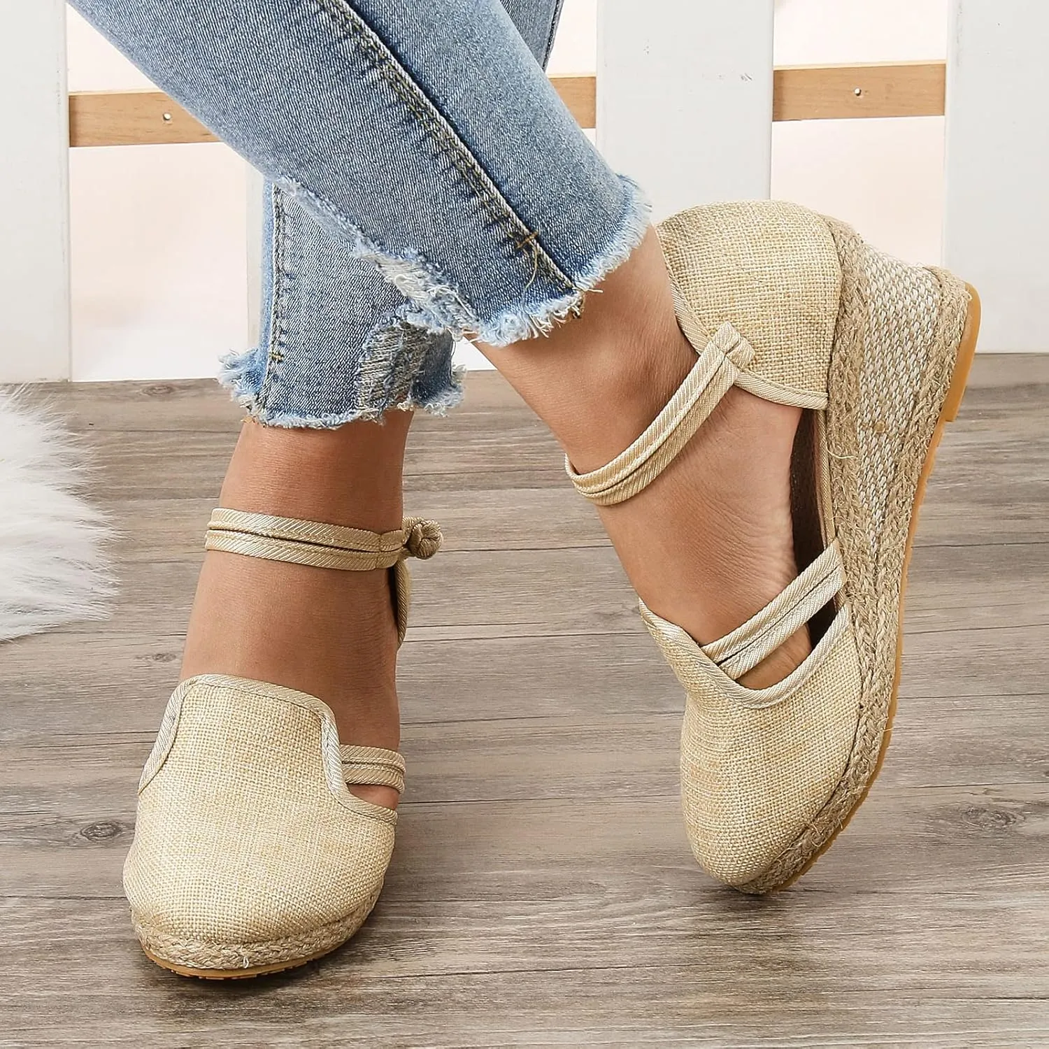 Eduavar Sandals for Women Dressy, Orthopedic Sandals for Women Comfy Espadrille Wedge Platform Sandal Close Toe Shoes