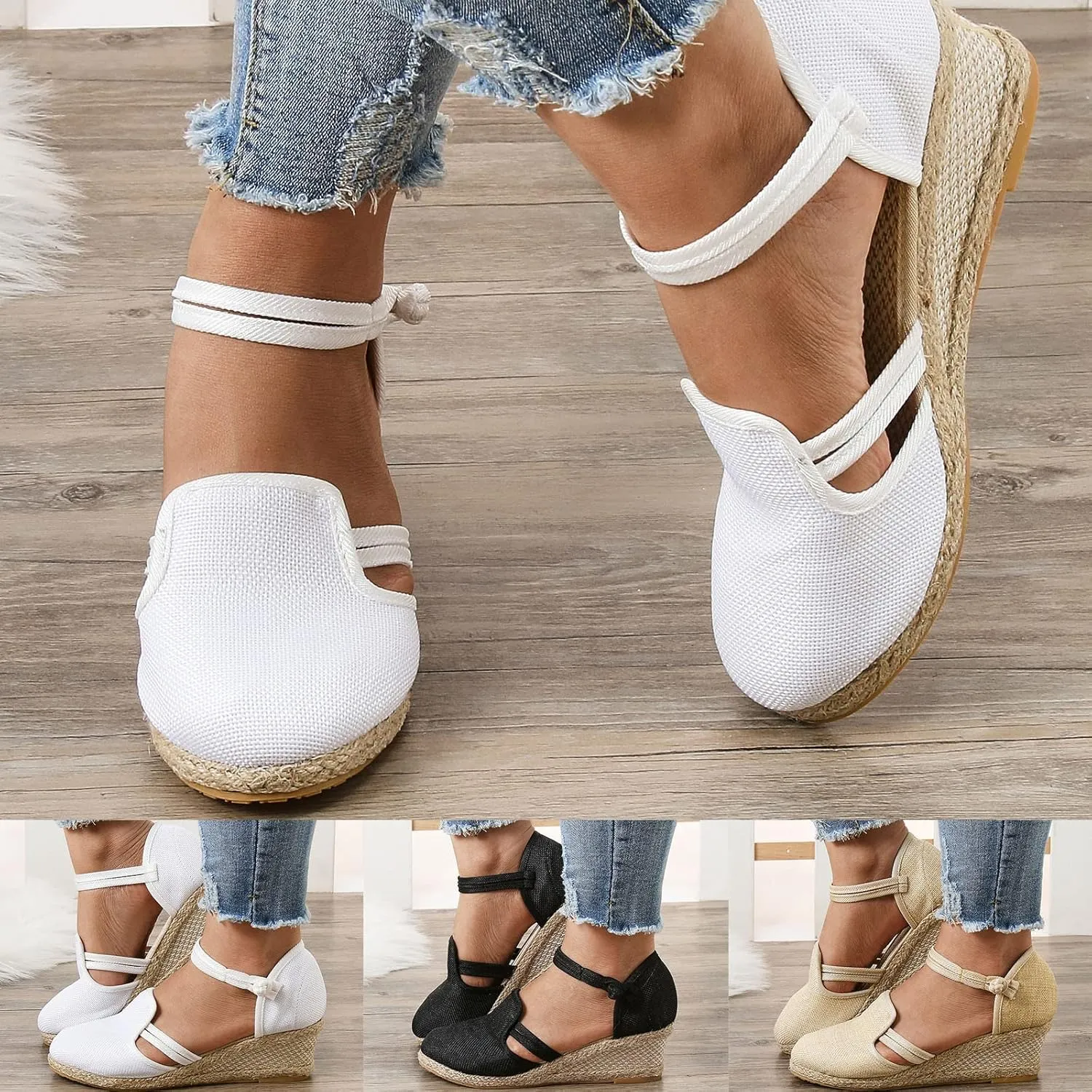 Eduavar Sandals for Women Dressy, Orthopedic Sandals for Women Comfy Espadrille Wedge Platform Sandal Close Toe Shoes