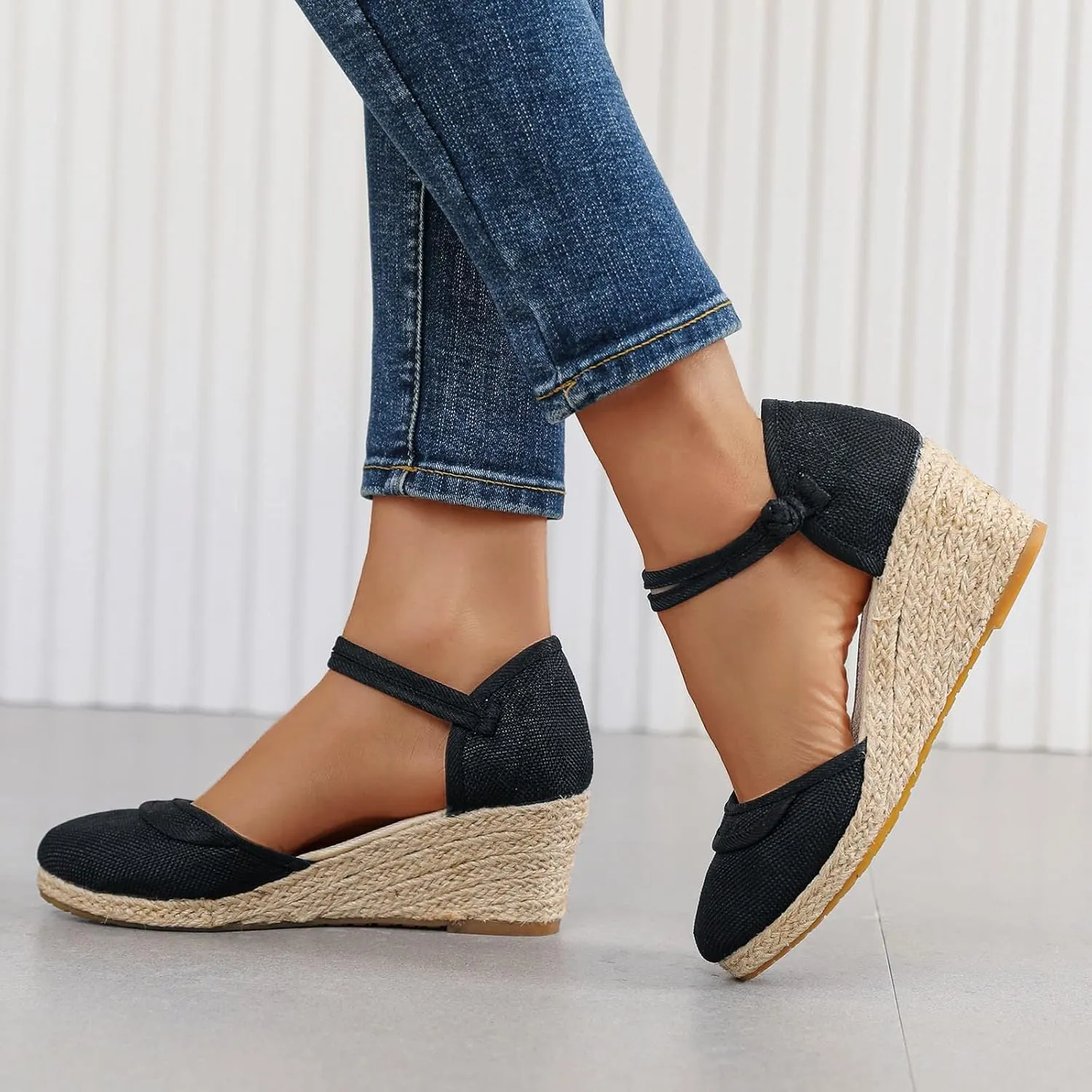 Eduavar Sandals for Women Dressy, Orthopedic Sandals for Women Comfy Espadrille Wedge Platform Sandal Close Toe Shoes