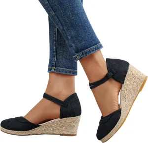 Eduavar Sandals for Women Dressy, Orthopedic Sandals for Women Comfy Espadrille Wedge Platform Sandal Close Toe Shoes