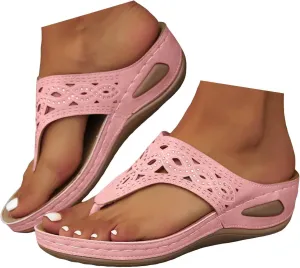 Eduavar Womens Sandals Slip On with Arch Support Orthopedic Comfortable Flip Flops Cushion Footbed Platform Thong Sandals