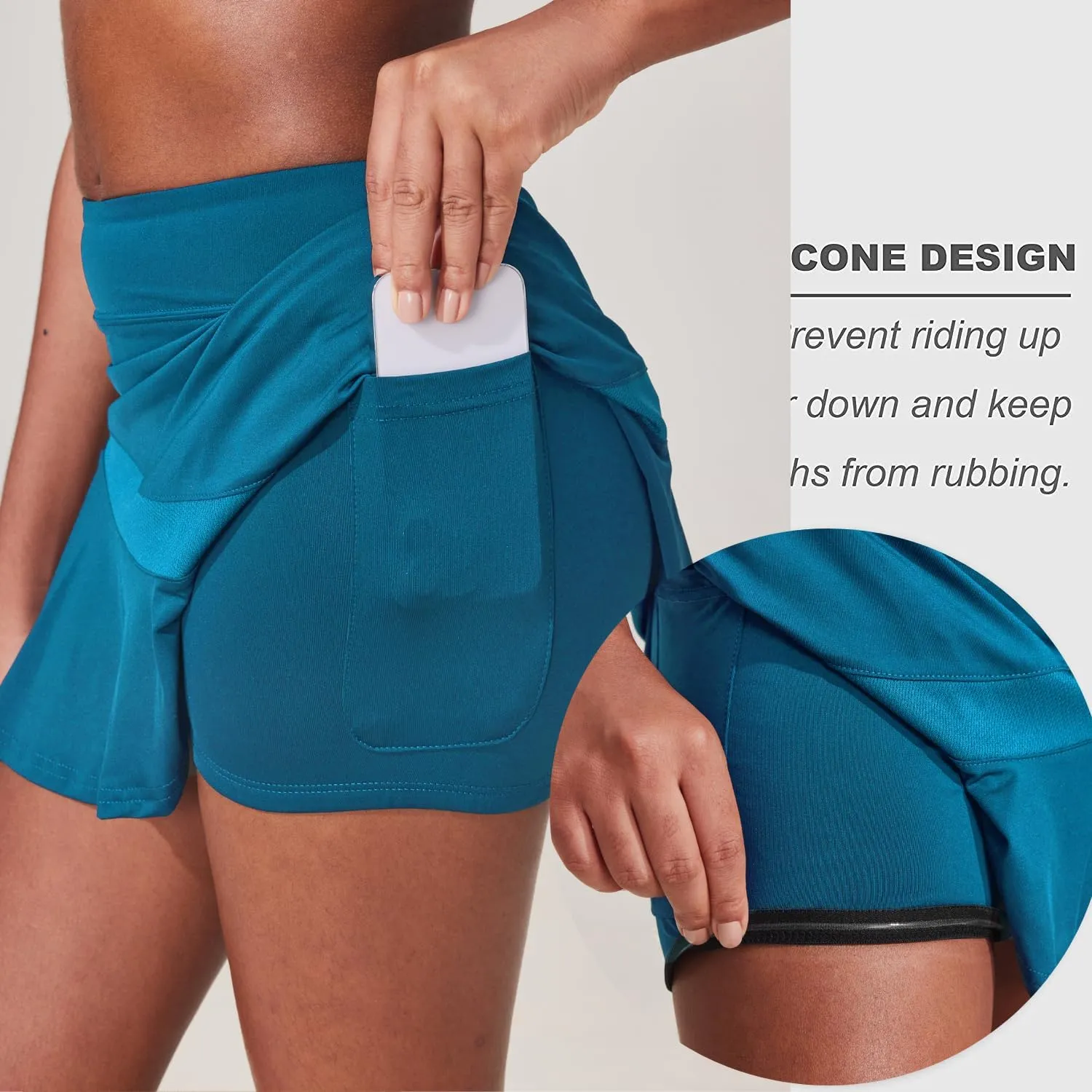 Ekouaer Tennis Skirts for Women Pleated Athletic Golf Skorts Skirt with Shorts Pockets Lightweight Running Workout Skirt