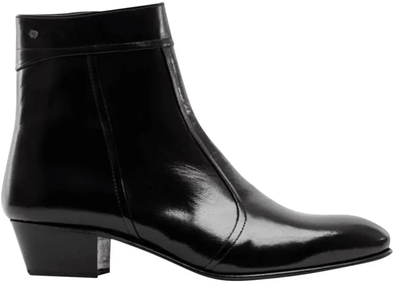 EMMANUEL Mens Premium Handcrafted Luxury 100% Real Exotic Leather Cuban Heel Smart Formal Dress Boots Made In Spain