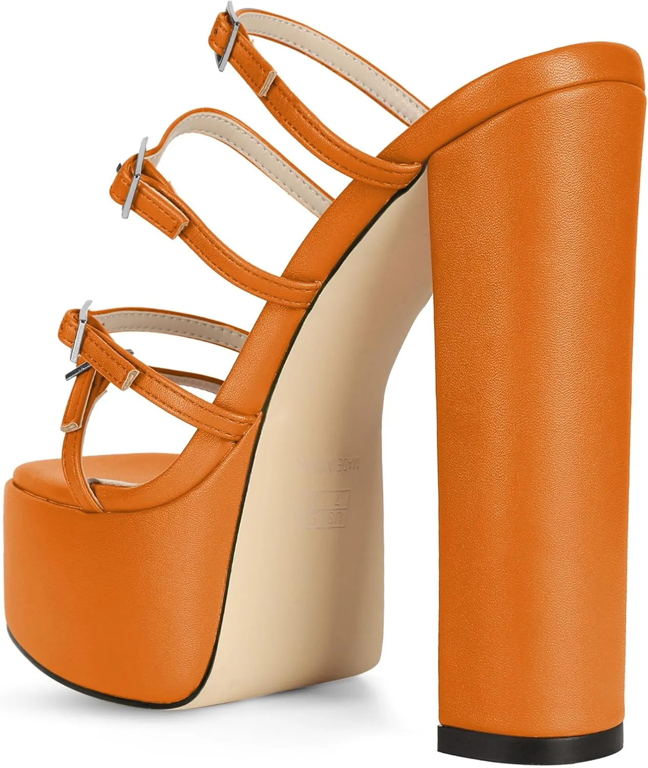 Esvowido Platform Chunky Heels for Women Square Open Toe Adjustable Straps Platform Mule Sandals with High Heel for Party Prom Wedding