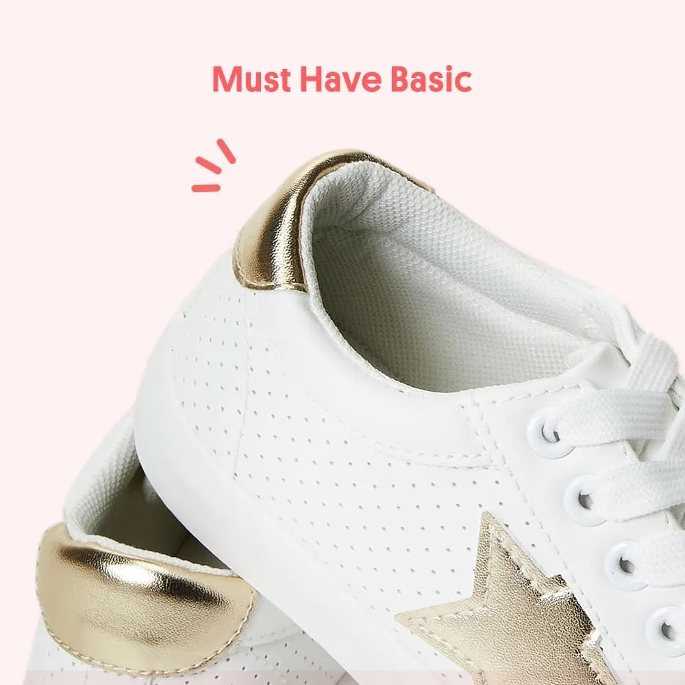 FabKids Kids Sneakers Boys Girls White Shoes Low Top Lace Up Footwear for Toddler Little Kid Big Kid