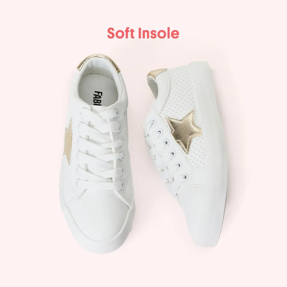 FabKids Kids Sneakers Boys Girls White Shoes Low Top Lace Up Footwear for Toddler Little Kid Big Kid