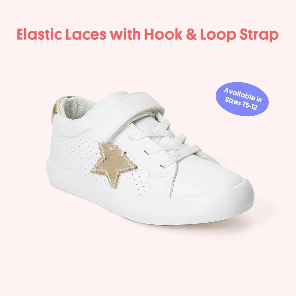 FabKids Kids Sneakers Boys Girls White Shoes Low Top Lace Up Footwear for Toddler Little Kid Big Kid